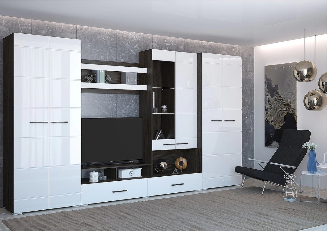 Гостиная Нэнси-4 МДФ (Ш-3600 × В-2000 × Г-570 мм)/Разные Цвета