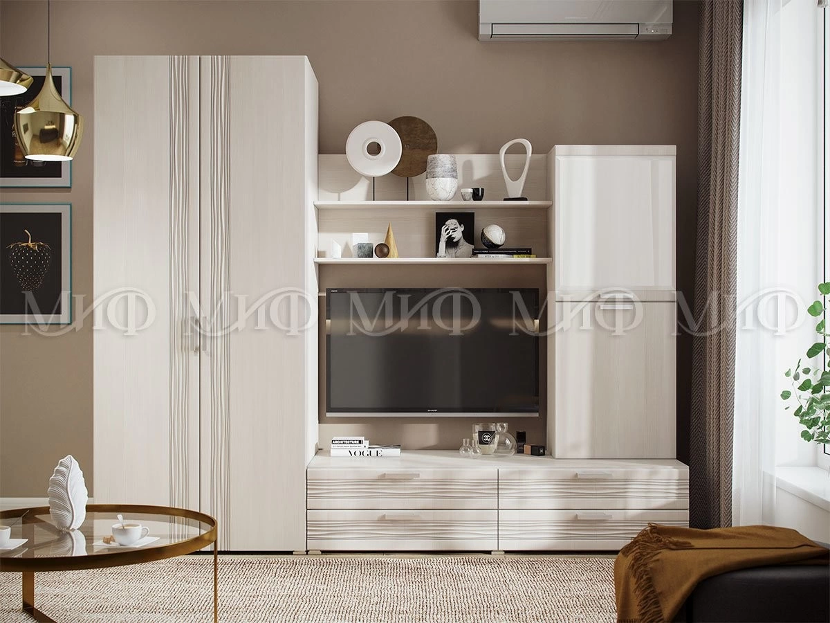 Гостиная Арт МДФ №4 (Ш-2584 x В-2150 x Г-378 мм)/Разные Цвета