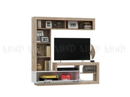 Стенка Апаста (Ш-3189 x В-2070 x Г-416 мм)/Дуб Сонома/Белый Глянец