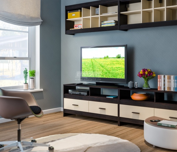 Тумба ТВ Дакота СБ-2885 Венге+Ваниль/Ш-1230 X В-600 X Г-330 мм