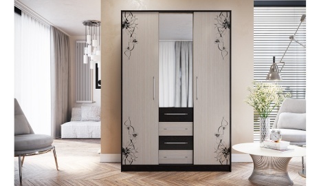 Спальный Гарнитур Мадлен №2 Венге Цаво/Дуб Белфорт с Рисунком