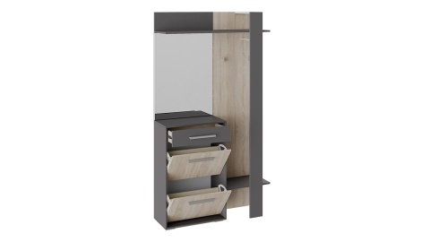 Прихожая с Крючками и Зеркалом «Нуар» Тип 1 Разные Цвета/Ш-1100×Г-349×В-2000 мм