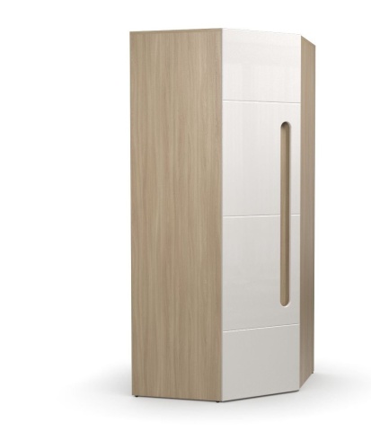 Шкаф Угловой без Полок Палермо МДФ (Ш-880 х Г-880 x В-2078 мм)Ясень Шимо Светлый/ фасад Белый Глянец 