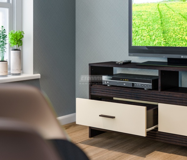 Тумба ТВ Дакота СБ-2885 Венге+Ваниль/Ш-1230 X В-600 X Г-330 мм