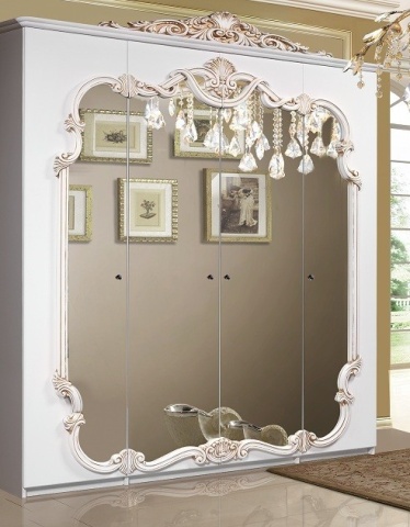 Шкаф ROZZETO NEW  Белый Патина/Золото Ш-1850 х В-2350 х Г-640 мм