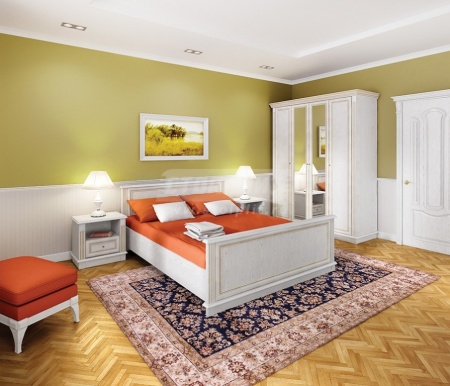 Версаль Спальня (кровать + шкаф + тумбы) Белый Ясень