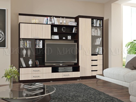 Гостиная Жаклин Венге/Дуб Сонома (Ш- 2700 мм x В-2057 мм x Г-456 мм)