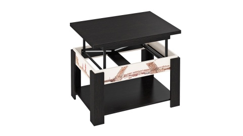 Журнальный Столик Тип 6 Трансформер с Рисунком Венге Цава/Дуб Молочный/Ш-650 × Г-900 × В-530 мм